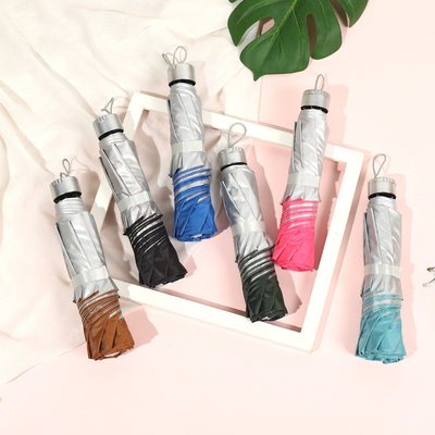 ロゴプリントと紫外線保護付きの プラスチックハンドル 23インチ7肋折りたたみ傘