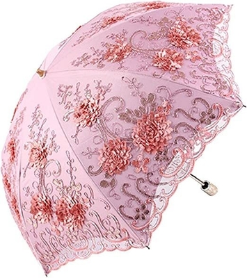 製品 折りたたみ 3D 花刺身 UV 太陽 ファッション 結婚式用傘