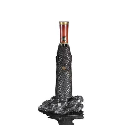 オートマティック折りたたみ 男性用 木製ハンドル 傘 固形木材のシャフトとレトロデザイン