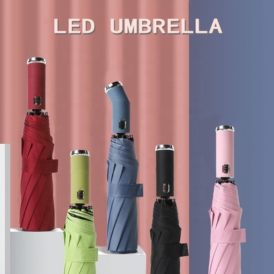 23インチポンジーパネル LED折りたたみ傘 10本骨とダブル骨自動懐中電灯