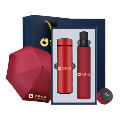 スチールフレームノートブック ビジネス広告のプロモーションのためのサーモスカップと傘セット