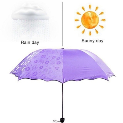 ミニマリストデザイン 魔法 UV 折りたたみ 太陽 雨 防風 花の傘