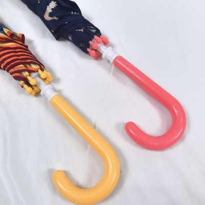 レインボー キッズ 傘 ロング ハンドル 幼稚園の子供のために安全で簡単に開ける
