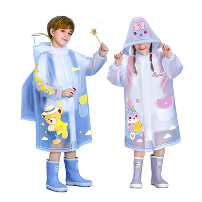男の子と女の子 雨パンチョー 校用バッグ 100%EVA布 全身防水