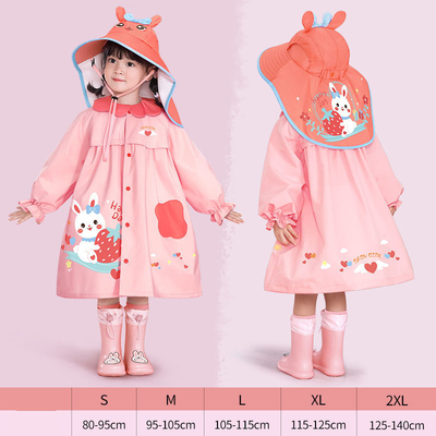トレジャー幼稚園で可愛いキャップスタイルのスクールバッグデザインの子供用のレインコート