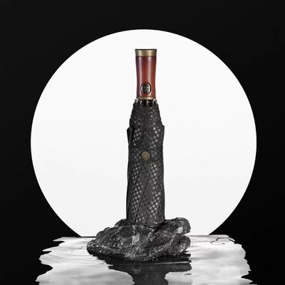 X315 木製デザイン 男性用 自動 防風 3つ折り傘 カスタマイズされた色