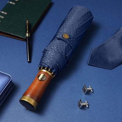 広告 男性用傘 X315 BSCI 自動 防風 高級 金色 木製 ハンドル