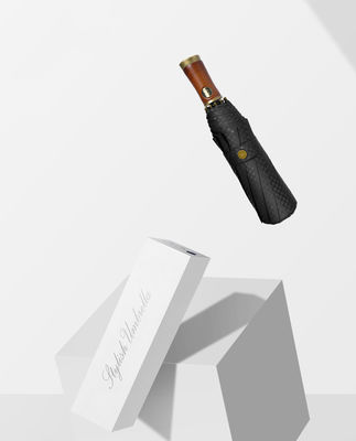 広告 男性用傘 X315 BSCI 自動 防風 高級 金色 木製 ハンドル