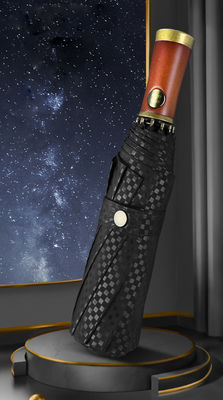 広告 男性用傘 X315 BSCI 自動 防風 高級 金色 木製 ハンドル