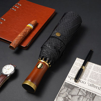 広告 男性用傘 X315 BSCI 自動 防風 高級 金色 木製 ハンドル