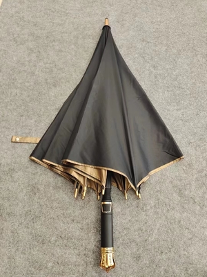 旅行用 オーダーメイドプリント付き 黄金と黒のマーブレリズドハンドル傘