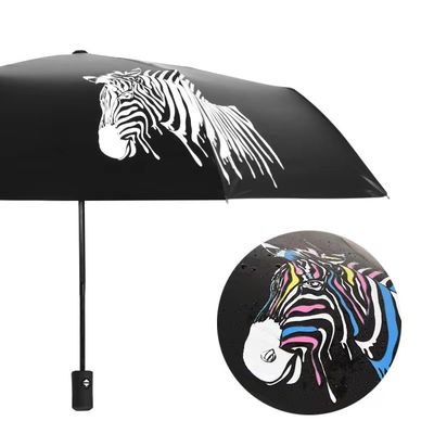 スタイリッシュ・リブとポリエステル・ファブリックで 黒で覆われたカラー変更傘