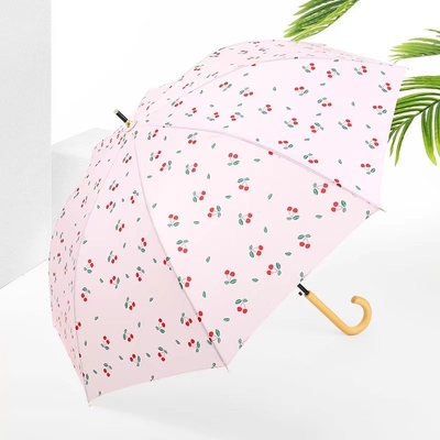 フレッシュデザイン 葉桜 木製 ハンドル ストレート傘 自動 オープン 防水 ファッション傘
